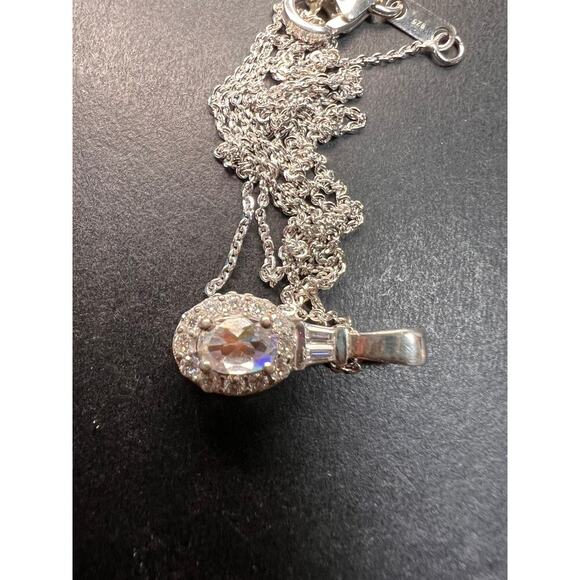 NEW gemmy moonstone and moissanite halo pendant in rhodium over sterling silver - Picture 9 of 12